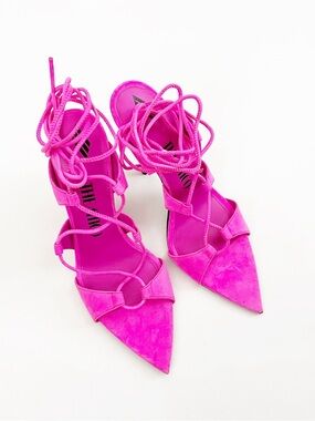 NIB THE ATTICO Renee Fluo Fuschia Sandal 105mm Heel 9